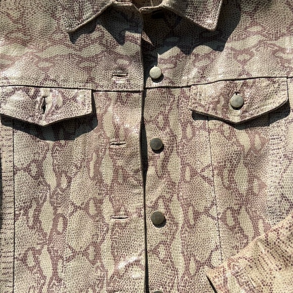 Bagatelle Snake Print Leather Jacket (Size 6) Brown Good Condition - Picture 2 of 14